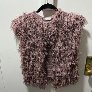 Shaggy Pink Sleeveless Cardigan, size S
